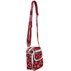 Snowflakes And Star Patternsred Snow Shoulder Strap Belt Bag by artworkshop