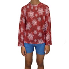 Snowflakes And Star Patternsred Snow Kids  Long Sleeve Swimwear by artworkshop