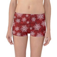 Snowflakes And Star Patternsred Snow Boyleg Bikini Bottoms