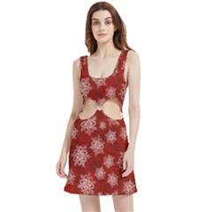 Snowflakes And Star Patternsred Snow Velvet Cutout Dress