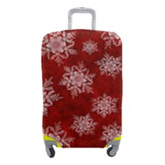 Snowflakes And Star Patternsred Snow Luggage Cover (small) by artworkshop