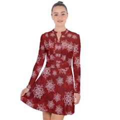 Snowflakes And Star Patternsred Snow Long Sleeve Panel Dress by artworkshop