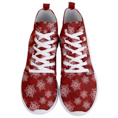 Snowflakes And Star Patternsred Snow Men s Lightweight High Top Sneakers by artworkshop