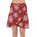 Snowflakes And Star Patternsred Snow Wrap Front Skirt View1