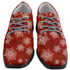 Snowflakes And Star Patternsred Snow Women Heeled Oxford Shoes