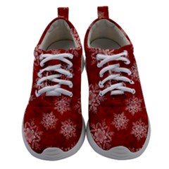 Snowflakes And Star Patternsred Snow Women Athletic Shoes by artworkshop