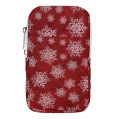 Snowflakes And Star Patternsred Snow Waist Pouch (small)