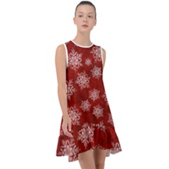 Snowflakes And Star Patternsred Snow Frill Swing Dress by artworkshop