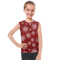 Snowflakes And Star Patternsred Snow Kids  Mesh Tank Top by artworkshop