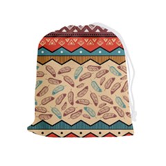 Ethnic Tribal Pattern Background Drawstring Pouch (xl) by Vaneshart