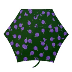 Purple Ornaments Green Mini Folding Umbrella