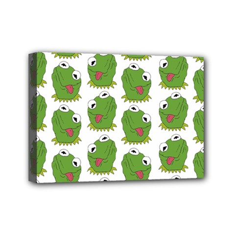 Kermit The Frog Pattern Mini Canvas 7  X 5  (stretched)