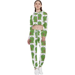 Kermit The Frog Pattern Cropped Zip Up Lounge Set by Valentinaart