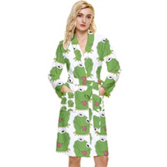 Kermit The Frog Pattern Long Sleeve Velour Robe by Valentinaart