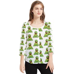 Kermit The Frog Chiffon Quarter Sleeve Blouse by Valentinaart