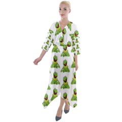 Kermit The Frog Quarter Sleeve Wrap Front Maxi Dress by Valentinaart