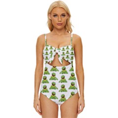 Kermit The Frog Knot Front One-piece Swimsuit by Valentinaart