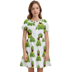 Kermit The Frog Kids  Puff Sleeved Dress by Valentinaart