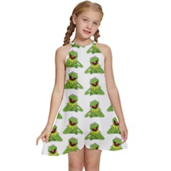 Kermit The Frog Kids  Halter Collar Waist Tie Chiffon Dress by Valentinaart