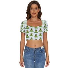 Kermit The Frog Short Sleeve Square Neckline Crop Top  by Valentinaart