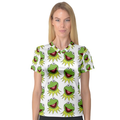 Kermit The Frog V-neck Sport Mesh Tee by Valentinaart