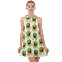 Kermit The Frog Halter Tie Back Chiffon Dress by Valentinaart