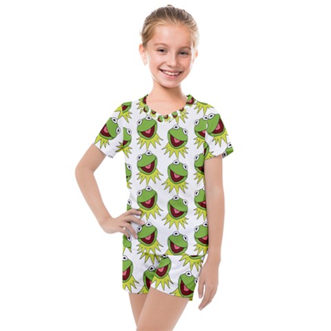 Kermit The Frog Kids  Mesh Tee And Shorts Set by Valentinaart