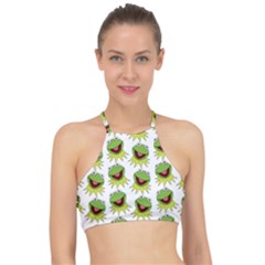 Kermit The Frog Racer Front Bikini Top by Valentinaart