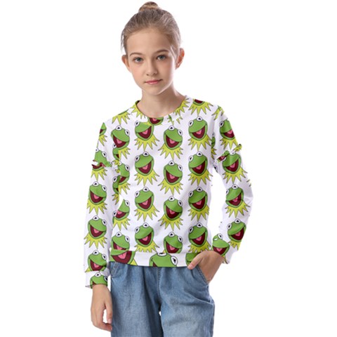 Kermit The Frog Kids  Long Sleeve Tee With Frill  by Valentinaart