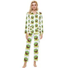 Kermit The Frog Womens  Long Sleeve Velvet Pocket Pajamas Set by Valentinaart