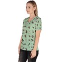 Insects pattern Women s V-Neck Scrub Top View2