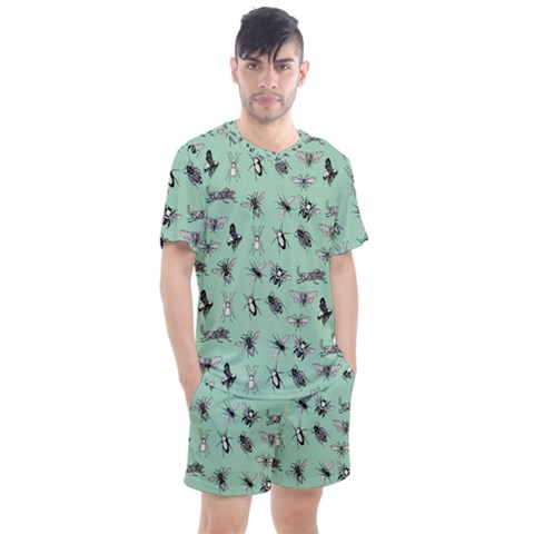 Insects Pattern Men s Mesh Tee And Shorts Set by Valentinaart