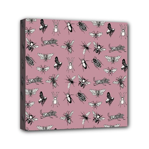 Insects pattern Mini Canvas 6  x 6  (Stretched)