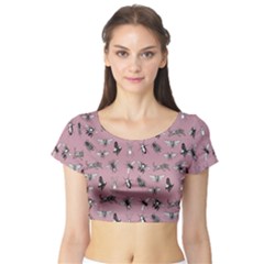Insects pattern Short Sleeve Crop Top