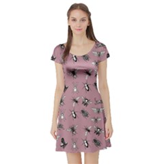 Insects Pattern Short Sleeve Skater Dress