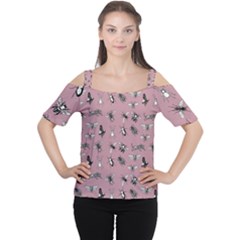 Insects Pattern Cutout Shoulder Tee