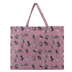 Insects pattern Zipper Large Tote Bag