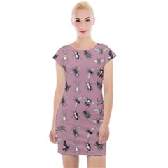 Insects Pattern Cap Sleeve Bodycon Dress