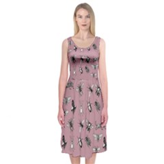 Insects pattern Midi Sleeveless Dress