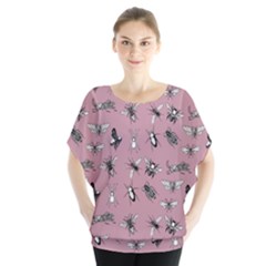 Insects pattern Batwing Chiffon Blouse