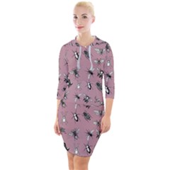 Insects pattern Quarter Sleeve Hood Bodycon Dress