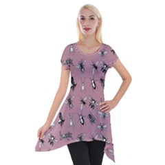 Insects pattern Short Sleeve Side Drop Tunic