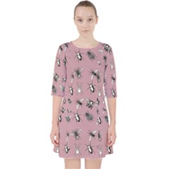 Insects pattern Quarter Sleeve Pocket Dress