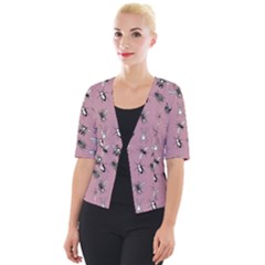 Insects pattern Cropped Button Cardigan