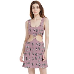 Insects pattern Velour Cutout Dress