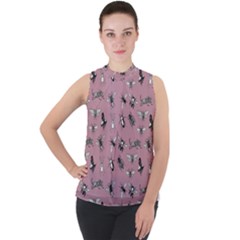 Insects Pattern Mock Neck Chiffon Sleeveless Top by Valentinaart