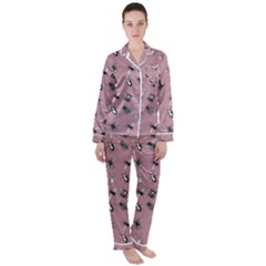 Insects pattern Satin Long Sleeve Pajamas Set