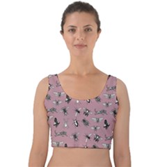 Insects pattern Velvet Crop Top