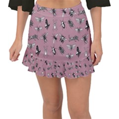 Insects pattern Fishtail Mini Chiffon Skirt