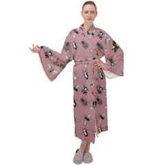 Insects pattern Maxi Velour Kimono